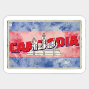 Cambodia Vintage style retro souvenir Sticker